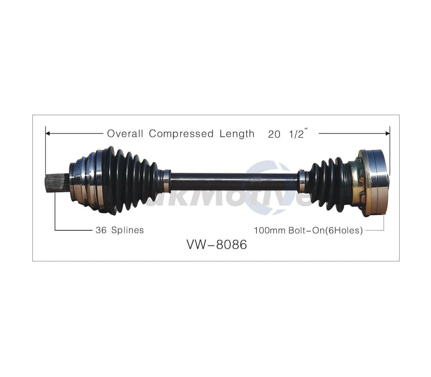 1K0407271BL-TKM.jpg Axle Assembly Manual Transmission (Front Left) - VW/Audi Mk5 & Mk6 2.5L - Image 1