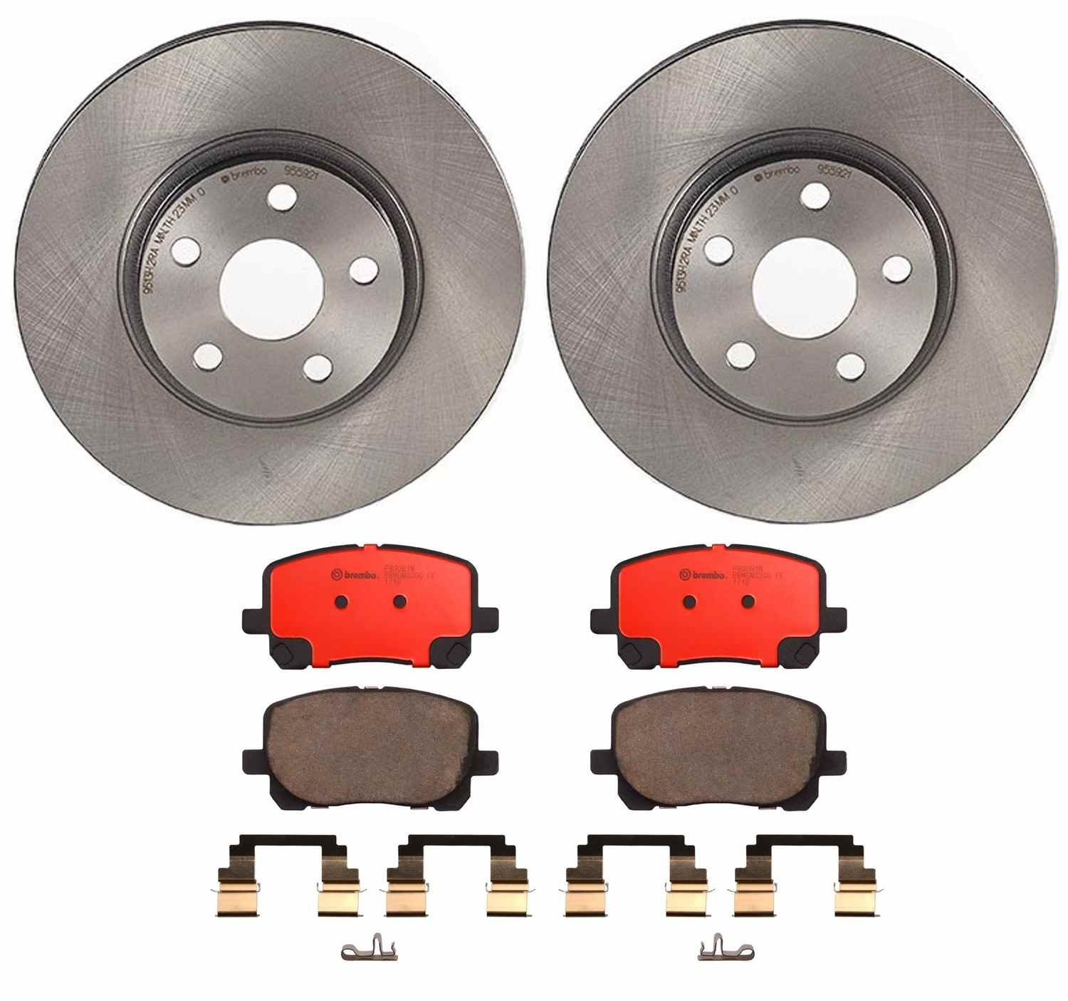 BR_KT00083_Kit.jpg Brembo OE Front Brake Kit with Ceramic Pads 03-08 Pontiac Vibe/Toyota Corolla/Matrix (275mm) - Image 1