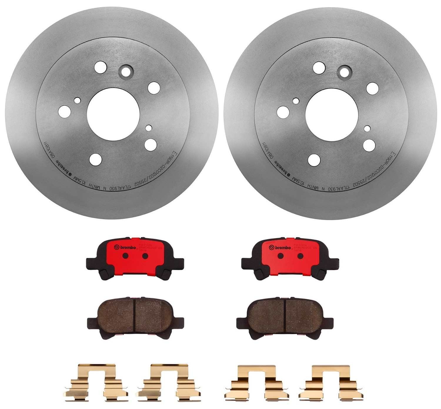 BR_KT00221_Kit.jpg Brembo OE Rear Brake Kit with Ceramic Pads 00-07 Toyota Avalon/00-06 Camry/01-08 Solara (269mm) - Image 1