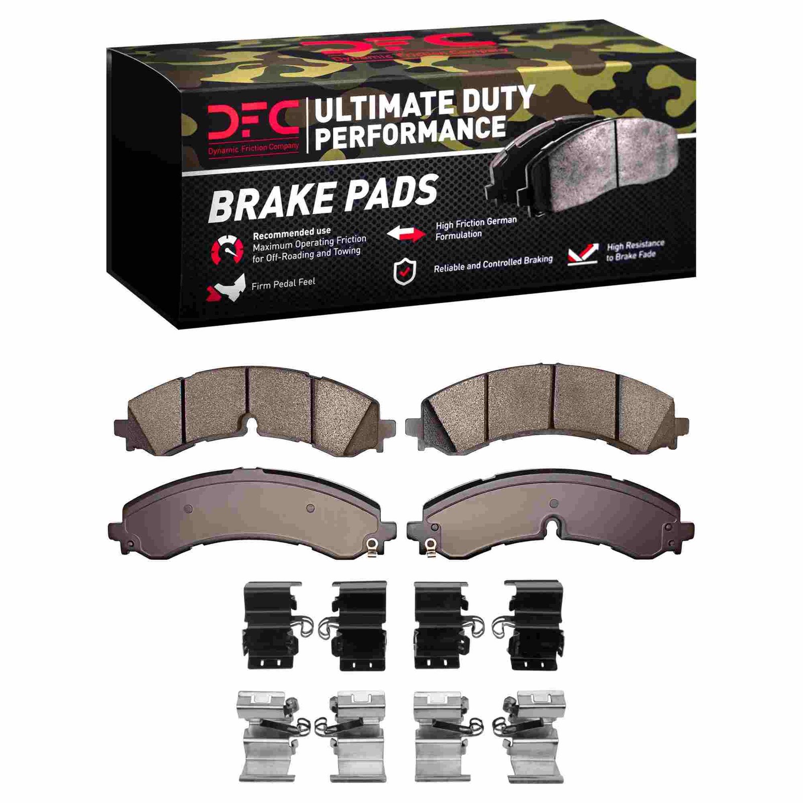 DF_1400225001_Fro.jpg Dynamic Friction 2020-2025 Chevrolet Silverado 2500 HD Front/Rear Ultimate Duty Perf Pads & Hardware Kit - Image 1
