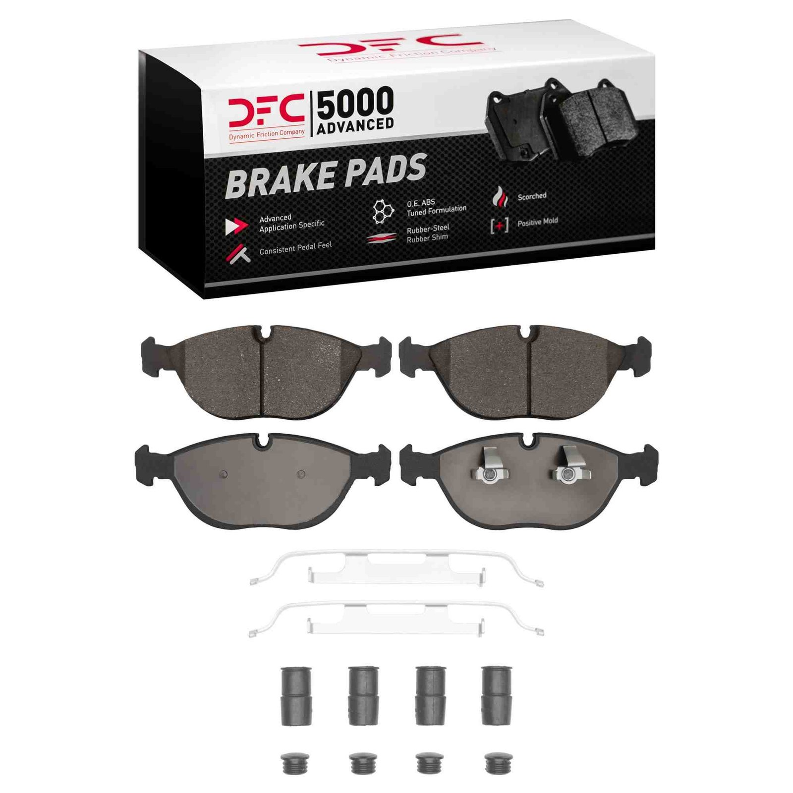 DF_1551068201_Fro.jpg Dynamic Friction 1995-2006 Audi TT Quattro Front 5000 Advanced Low Metallic Brake Pads and Hardware Kit - Image 1