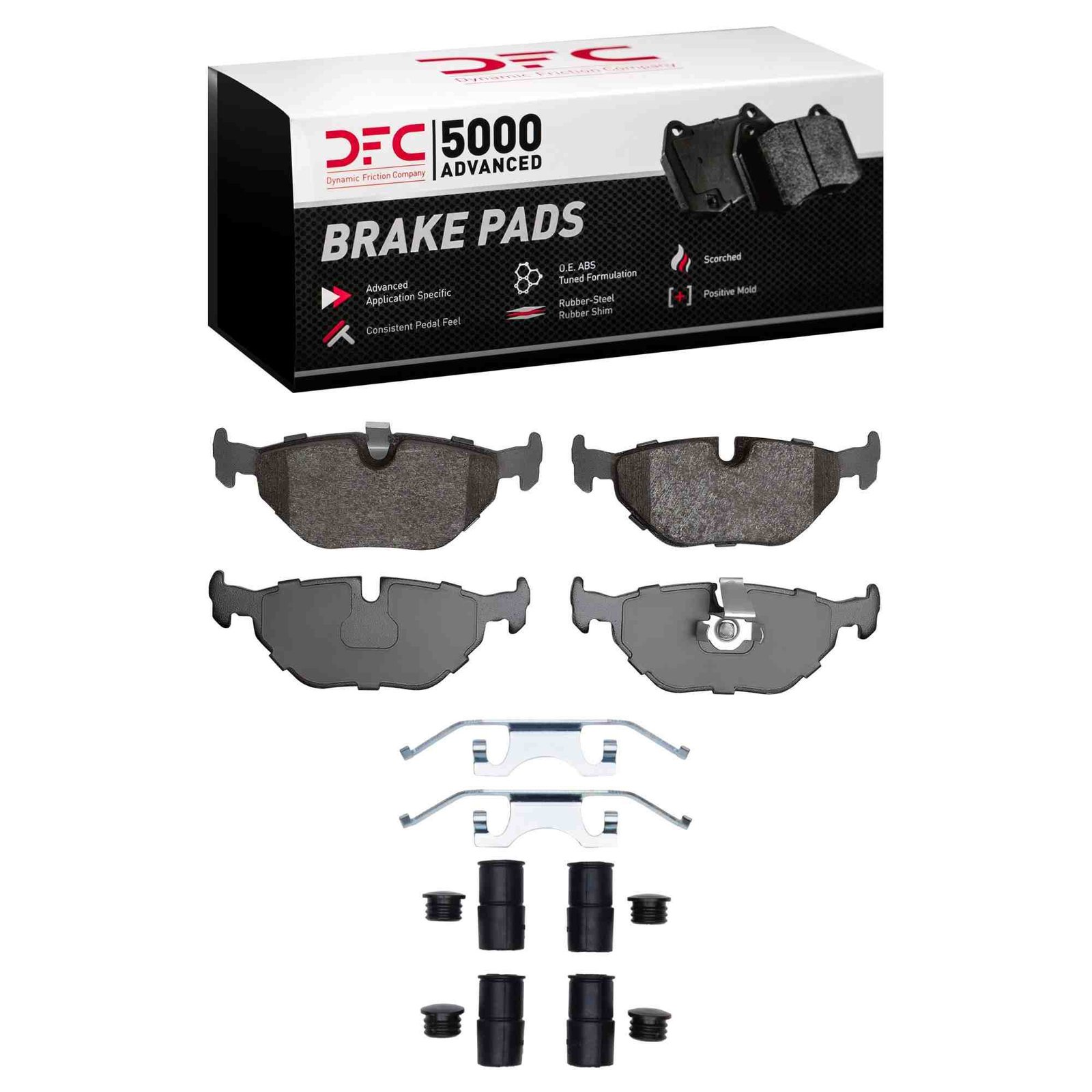 DF_1551069212_Fro.jpg Dynamic Friction 1996-2003 BMW 540i Rear 5000 Advanced Low Metallic Brake Pads and Hardware Kit - Image 1