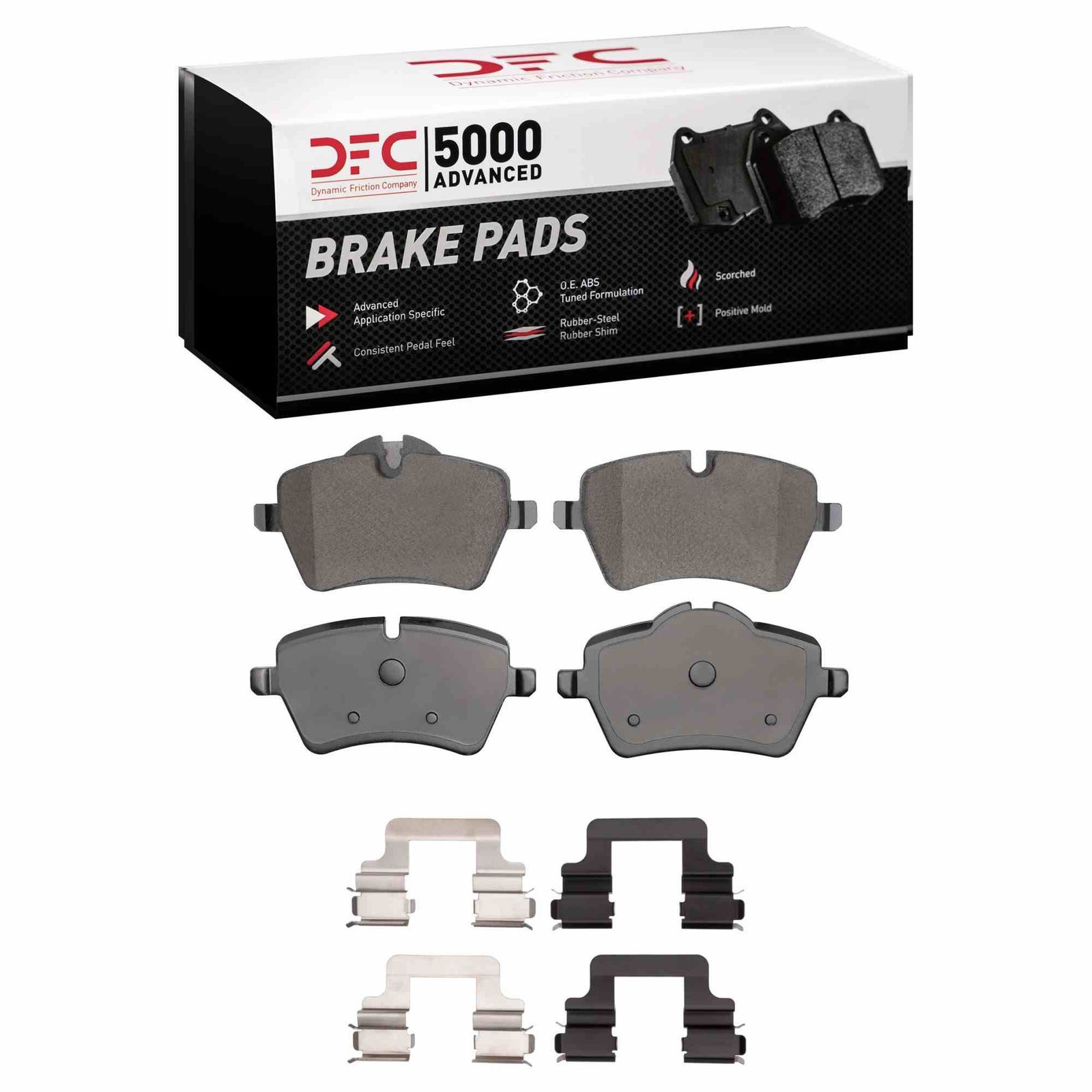 DF_1551120401_Fro.jpg Dynamic Friction 2002-2015 MINI Cooper Clubman Front 5000 Advanced Low Metallic Brake Pads and Hardware Kit - Image 1