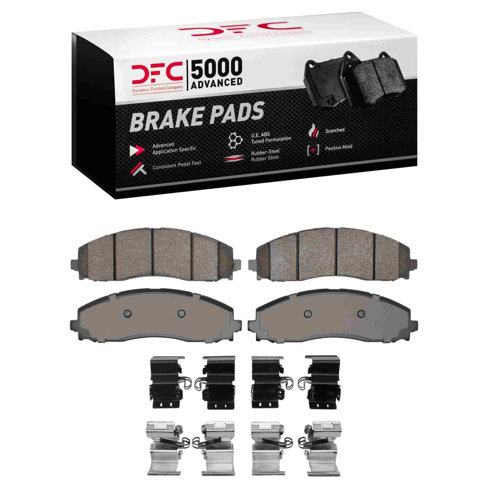 DF_1551249101_Fro.jpg Dynamic Friction 2023-2025 Ford F-250 2WD (Super Duty) Rear 5000 Advanced Semi Metallic Brake Pads and Hardware Kit - Image 1