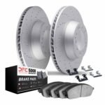 Dynamic Friction 2020-2025 Ford Explorer Rear Drilled Geoperformance Rotors with 5000 Advanced Brake Pads w/Hardware