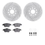 Dynamic Friction 2005-2013 Audi A3 Front Drilled & Slotted Geoperformance Rotors 5000 Advanced Brake Pads w/Hardware