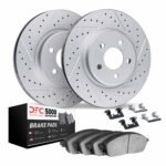 Dynamic Friction 2005-2013 Audi A3 Front Drilled & Slotted Geoperformance Rotors 5000 Advanced Brake Pads w/Hardware - Image 2