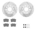 Dynamic Friction 2010-2013 Audi A3 Rear Drilled & Slotted Geoperformance Rotors 5000 Advanced Brake Pads w/Hardware