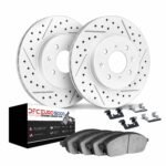 Dynamic Friction 2007-2015 MINI Cooper Front Drill/Slot Geoperformance Rotors Euro 5000 Ceramic Brake Pads w/Hardware