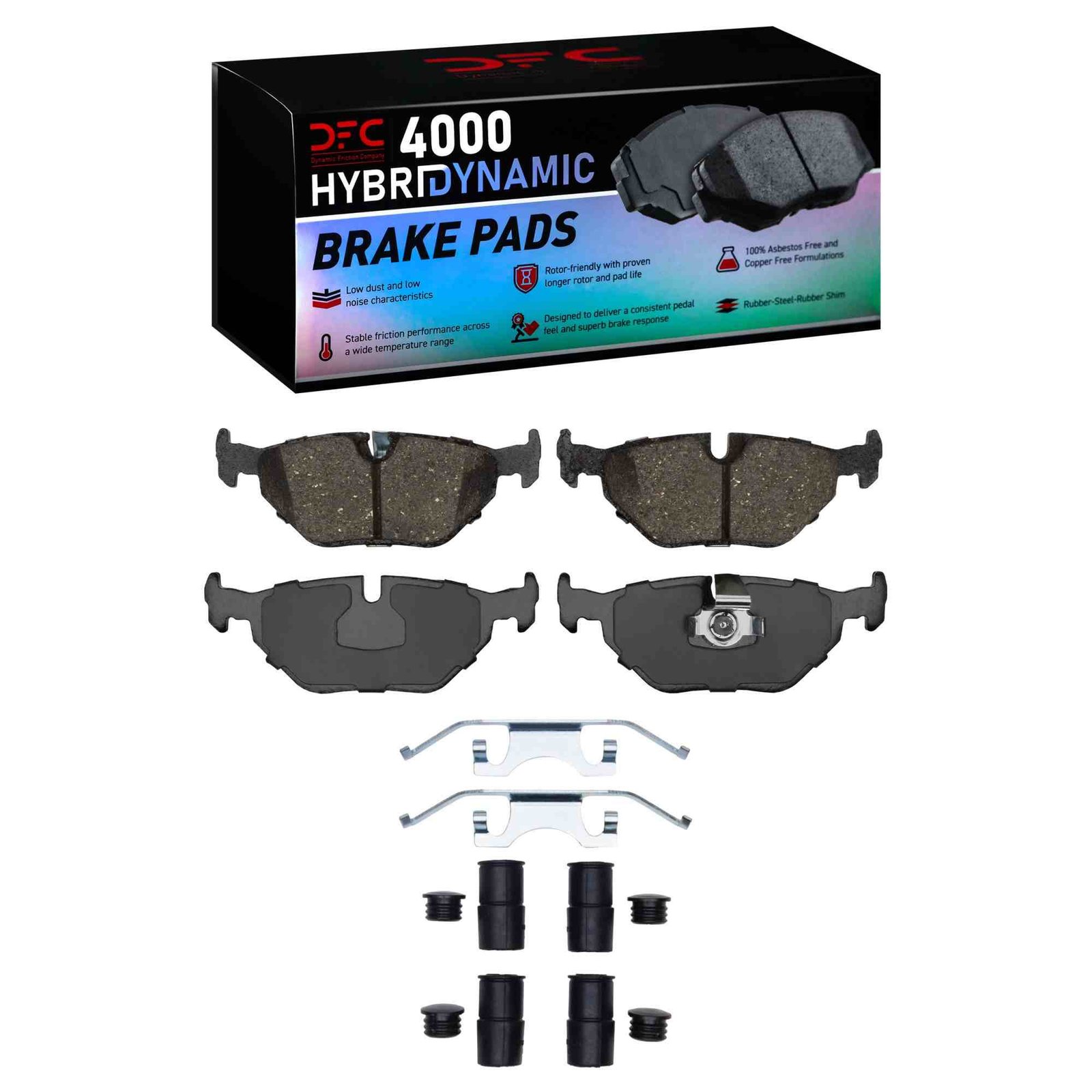 DF_4000069212_Fro.jpg Dynamic Friction 1996-2003 BMW 530i Rear 4000 HybriDynamic Brake Pads and Hardware Kit - Image 1