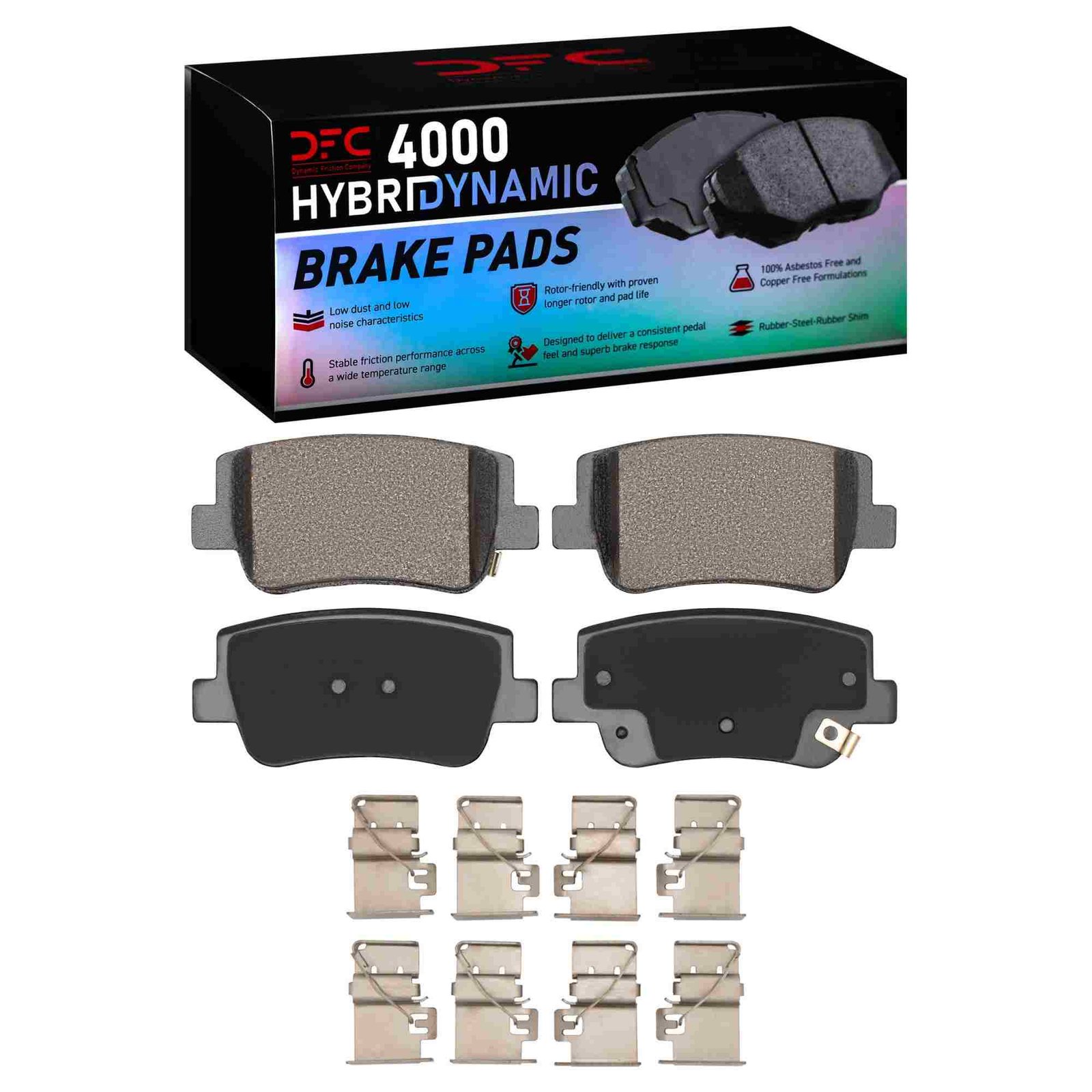 DF_4000241701_Fro.jpg Dynamic Friction 2021-2025 Hyundai Sonata Rear 4000 HybriDynamic Brake Pads and Hardware Kit - Image 1