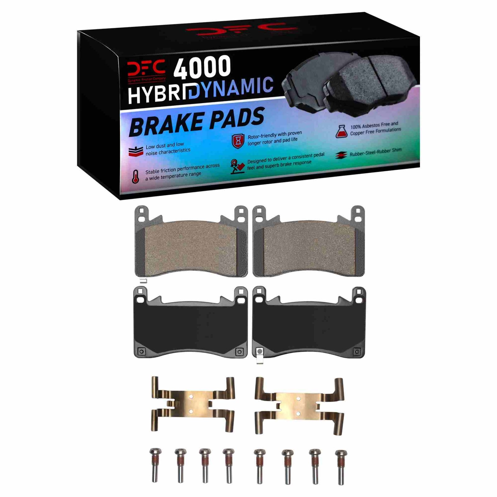 DF_4000241801_Fro.jpg Dynamic Friction 2021-2025 Acura MDX Front 4000 HybriDynamic Brake Pads and Hardware Kit - Image 1