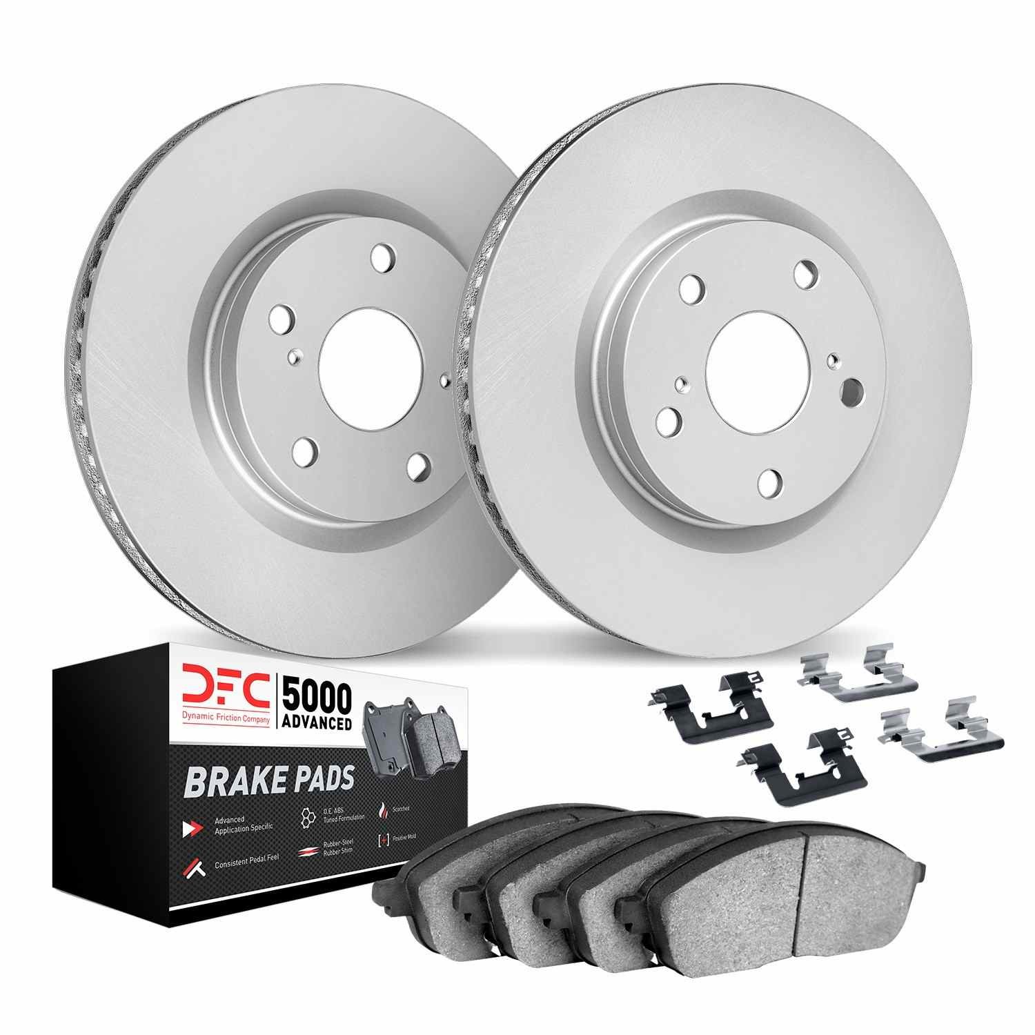 DF_451273146_Kit.jpg Dynamic Friction 2011-2018 Audi A8 Quattro Front Geospec Rotors with 5000 Advanced Brake Pads w/Hardware - Image 1