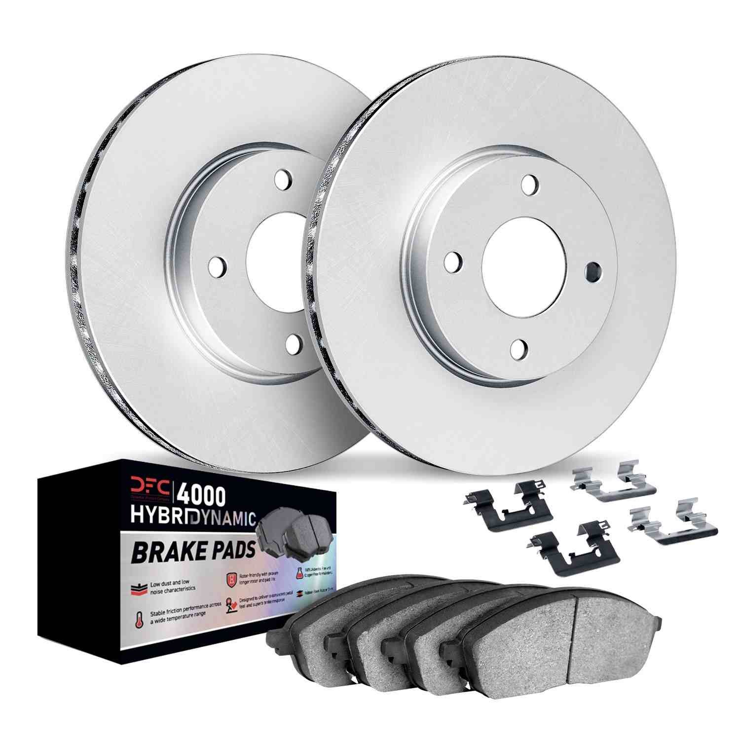 DF_481274022_Kit.jpg Dynamic Friction 1986-2002 VW Passat/Golf/Jetta/Quantum/Scirocco/Cabrio Front Geospec Rotor 4K HybriDyna Pads w/HW - Image 1