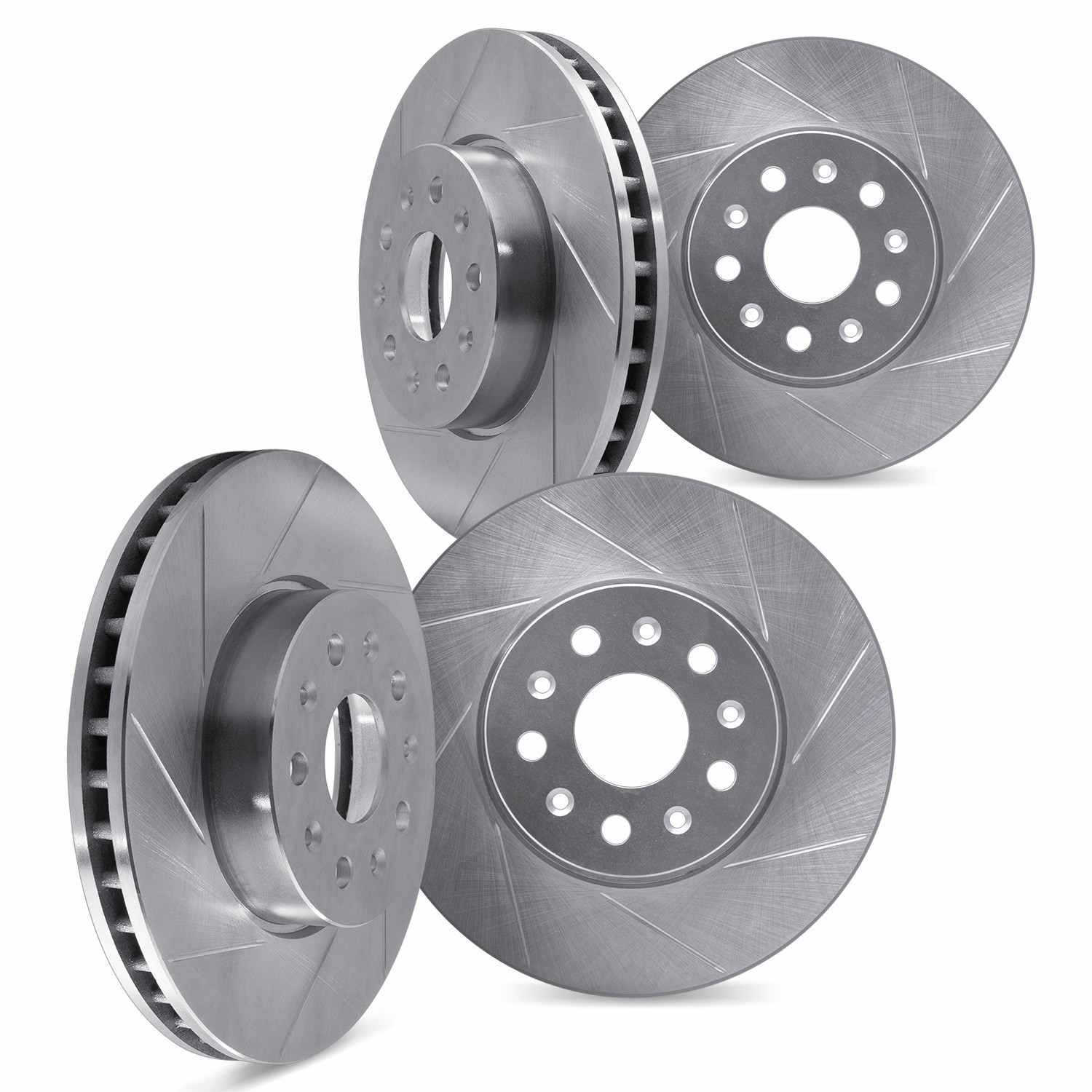 DF_500431026_Kit.jpg Dynamic Friction 2007-2015 BMW 335is Front & Rear Slotted Silver Rotors - Image 1