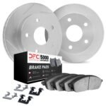 Dynamic Friction 2012-2017 Audi Q5 Front Slotted Silver Rotors with 5000 Advanced Brake Pads w/Hardware