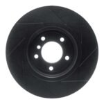 R1 Concepts 01-08 BMW 330Ci Front Left Slotted Black Brake Rotor - Image 2