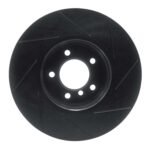R1 Concepts 04-10 BMW 525i Front Left Slotted Black Brake Rotor - Image 2