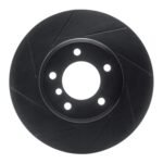 R1 Concepts 04-10 BMW 525i Front Left Slotted Black Brake Rotor
