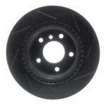 R1 Concepts 06-13 BMW 323i Rear Left Slotted Black Brake Rotor - Image 2