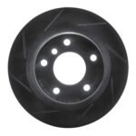 R1 Concepts 06-13 BMW 323i Rear Left Slotted Black Brake Rotor