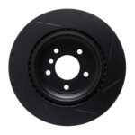 R1 Concepts 06-15 BMW X1 Rear Left Slotted Black Brake Rotor - Image 2