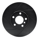 R1 Concepts 07-19 BMW X5 Front Left Slotted Black Brake Rotor