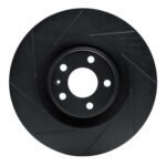 R1 Concepts 04-09 Audi S4 Front Left Slotted Black Brake Rotor