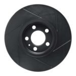 R1 Concepts 96-98 Volkswagen Golf Front Left Slotted Black Brake Rotor - Image 2