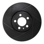 R1 Concepts 96-98 Volkswagen Golf Front Left Slotted Black Brake Rotor