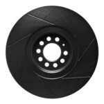 R1 Concepts 04-06 Volkswagen Golf Left Front Slotted Black Brake Rotor - Image 2