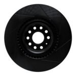 R1 Concepts 06-13 Volkswagen CC Front Left Slotted Black Brake Rotor - Image 2