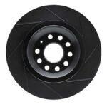 R1 Concepts 17-20 Audi RS3 Rear Left Slotted Black Brake Rotor - Image 2