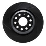 R1 Concepts 17-20 Audi RS3 Rear Left Slotted Black Brake Rotor