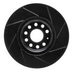 R1 Concepts 06-13 Audi A3 Front Left Slotted Black Brake Rotor - Image 2