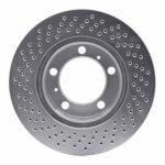 Dynamic Friction 2005-2008 Porsche Boxster Right Front Drilled Silver Brake Rotor - Image 2