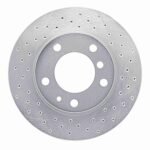 Dynamic Friction 1982-1988 BMW 524td Front Right Drilled Silver Brake Rotor