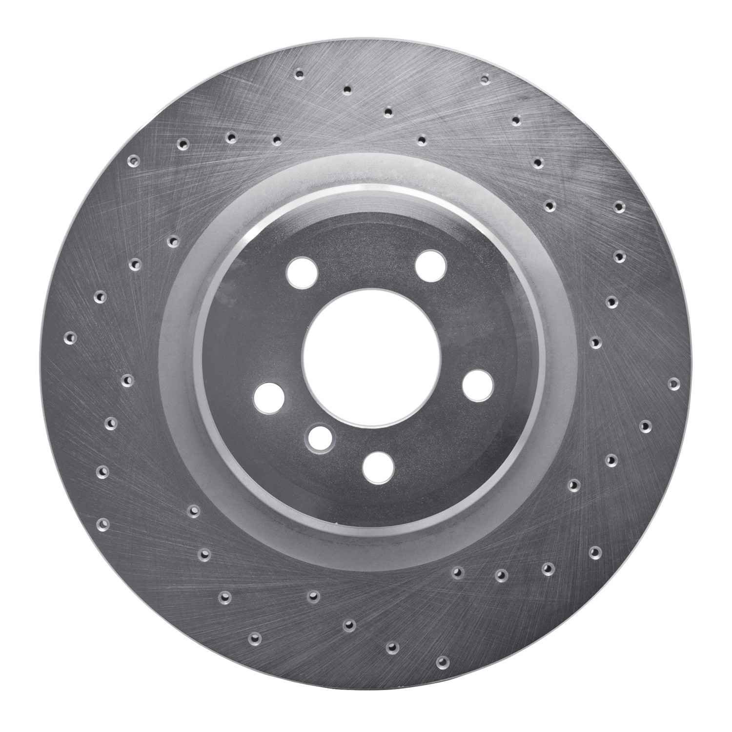 DF_62131095R_Fro.jpg Dynamic Friction 2009-2019 BMW 550i GT Rear Right Drilled Silver Brake Rotor - Image 1