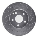 Dynamic Friction 2003-2009 Mercedes-Benz E320 Front Right Drilled Silver Brake Rotor