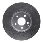 Dynamic Friction 2002-2006 Mercedes-Benz CL500 Front Drilled Silver Brake Rotor - Image 2
