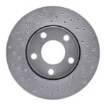 Dynamic Friction 1990-1997 Audi S4 Front Left Drilled Silver Brake Rotor