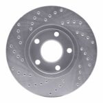 Dynamic Friction 1990-1997 Audi S4 Front Right Drilled Silver Brake Rotor - Image 2
