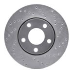 Dynamic Friction 1990-1997 Audi S4 Front Right Drilled Silver Brake Rotor