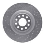 Dynamic Friction 2001-2003 Audi S8 Front Left Drilled Silver Brake Rotor