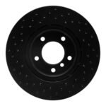 R1 Concepts 95-02 BMW M3 Left Front Drilled Black Brake Rotor - Image 2