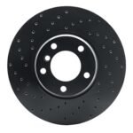 R1 Concepts 95-01 BMW 750iL Front Left Drilled Black Brake Rotor
