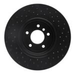 R1 Concepts 04-10 BMW 535i Rear Left Drilled Black Brake Rotor - Image 2