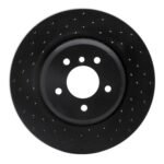 R1 Concepts 04-10 BMW 535i Rear Left Drilled Black Brake Rotor