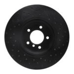R1 Concepts 07-15 BMW X1 Front Left Drilled Black Brake Rotor - Image 2