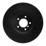 R1 Concepts 07-15 BMW X1 Front Right Drilled Black Brake Rotor - Image 2